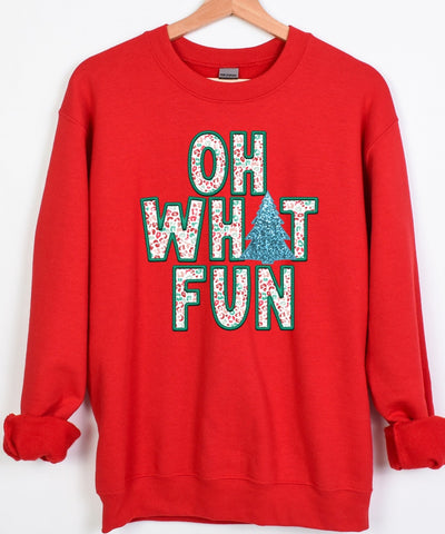 *DTG* Oh What Fun Sequin Red Sweatshirt