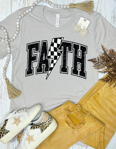 *RTS 10-12 Bus Days* Faith Checkered Stone Tee