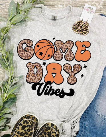 *RTS 5-7 Bus Days* Game Day Vibes Basketball Ash Grey Tee