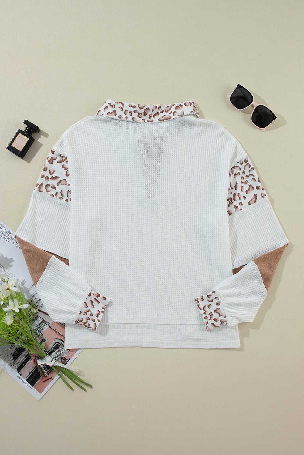 Leopard Patchwork Waffle Top