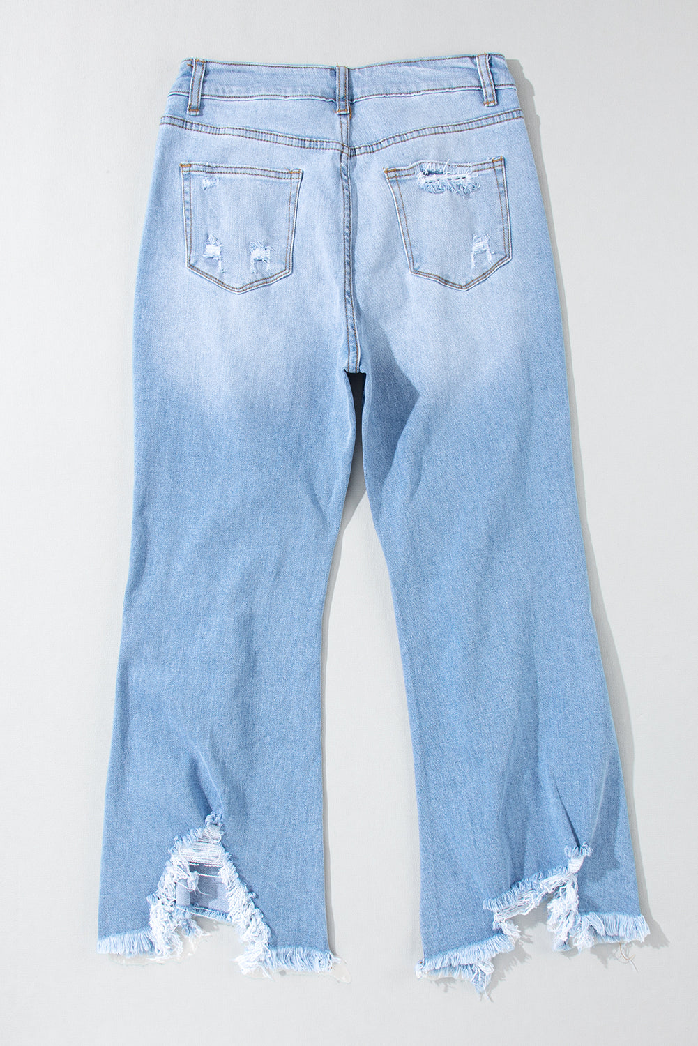 Sky Blue Heavy Destroyed High Waist Jeans