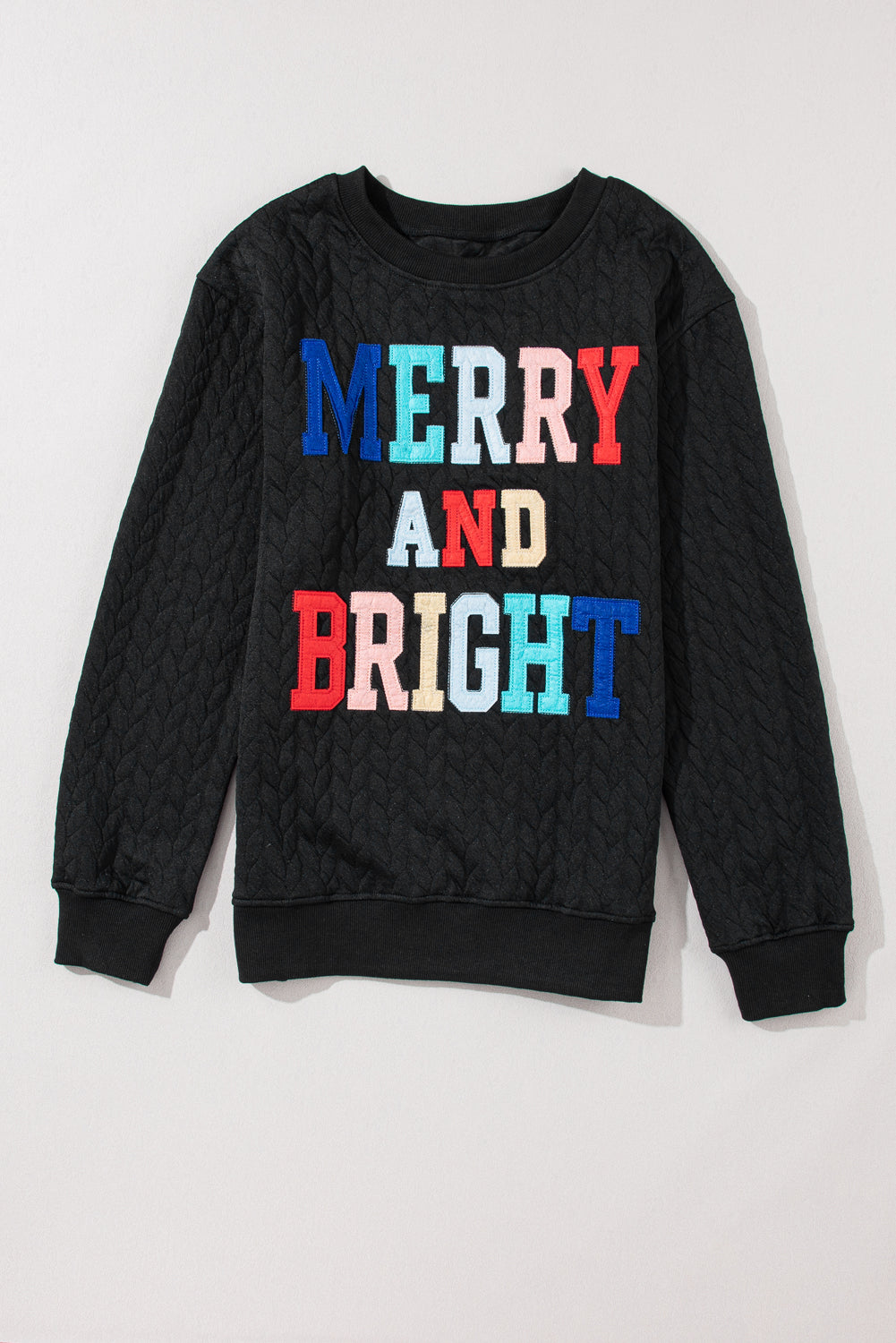 White Merry And Bright Cable Knit Pullover Sweatshirt