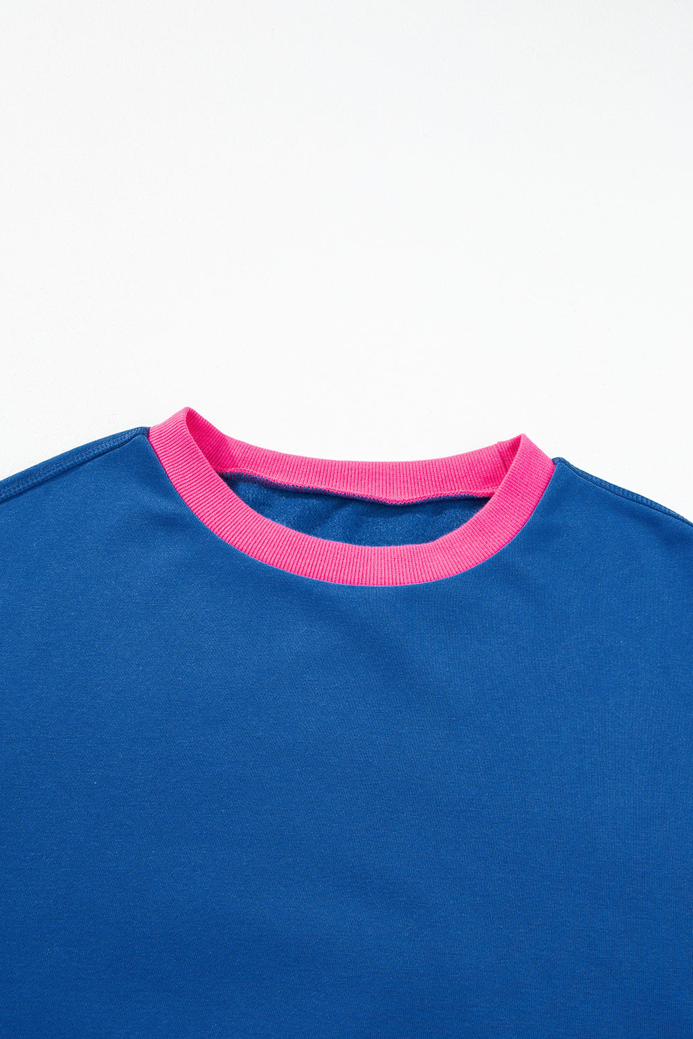 Pink Colorblock Bubble Sleeve Sweatshirt