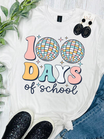 100 Days Of School Disco Balls White Tee