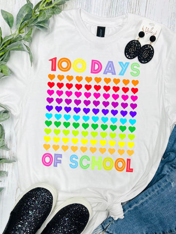 100 Days Of School All Hearts White Tee