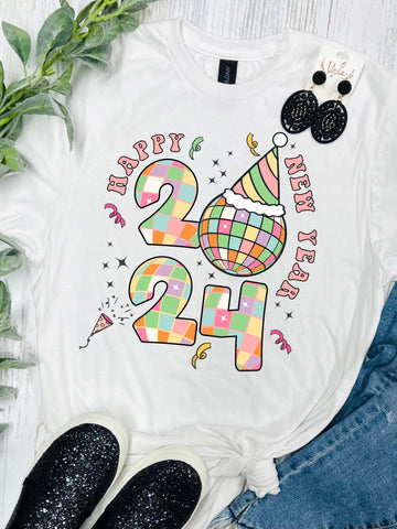 RTS* 5-7 Retro Happy New Year 2024 White Tee