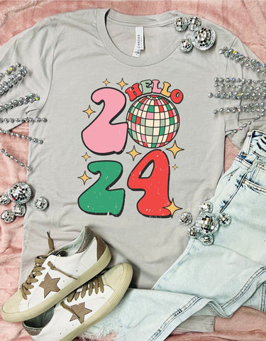 RTS* 5-7 Pink Green Red Hello 2024 Stone Tee