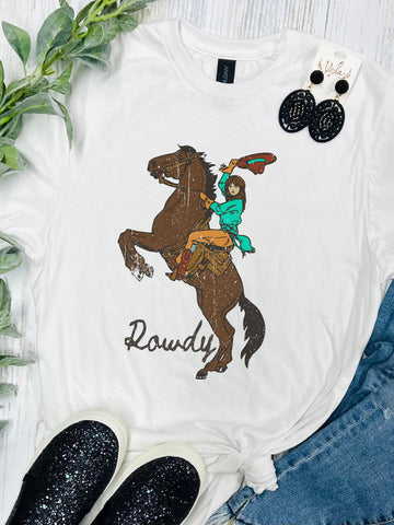 Rowdy Horse White Tee