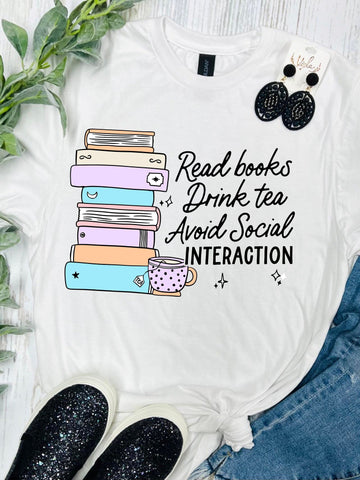 Read Books Drink Tea White Tee