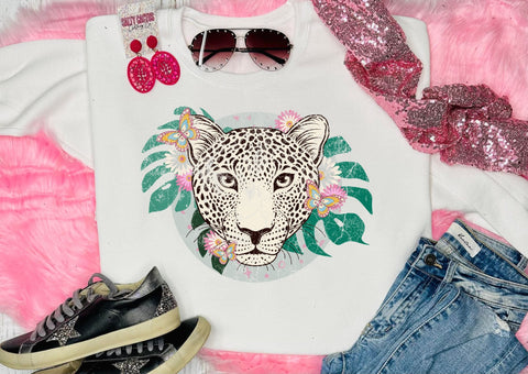 Floral Tiger White Sweatshirt