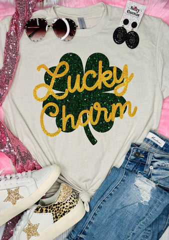 *RTS* Clover Gold Lucky Charm Tan Tee