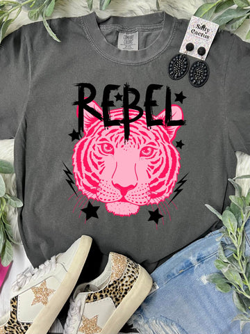 *DTF* Rebel Pink Tiger Stars Pepper Comfort Color