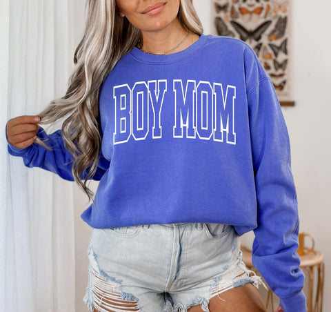 *DTG* BOY MOM  Flo Blue Comfort Color Long Sleeve