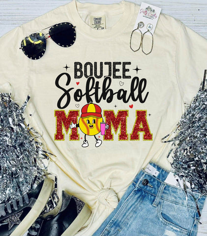 *DTF* Boujee Softball Mama Ivory Comfort Color