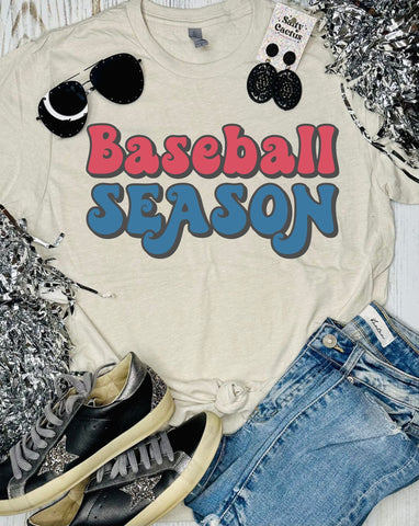 Baseball Season Groovy Tan Tee