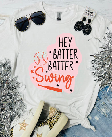 Hey Batter Batter Swing Retro White Tee