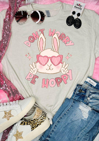 Don't Worry Be Hoppy Heart Tan Tee