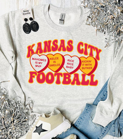 Kansas City Football Heart Ash Grey