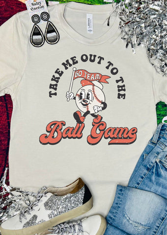 Take Me Out To The Ballgame Go Team Tan Tee