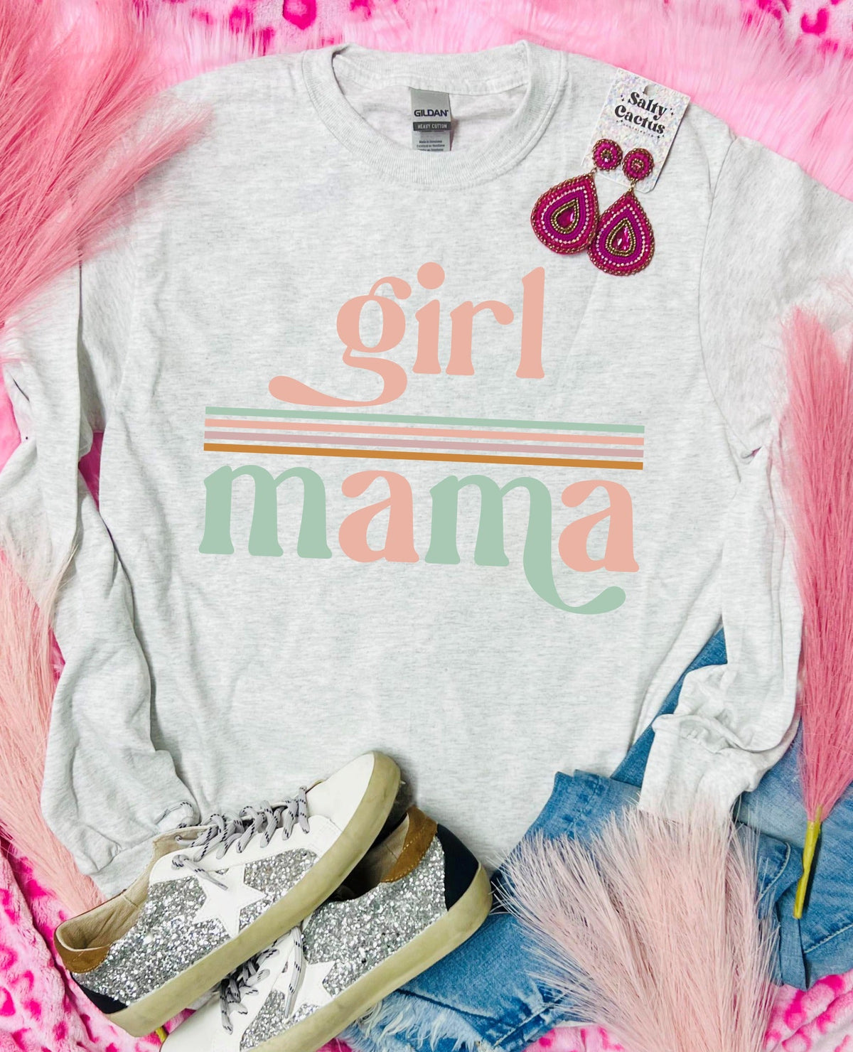 Colorful Stripes Mama Ash Grey