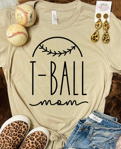 T-Ball Mom Ball On Top Tan Tee