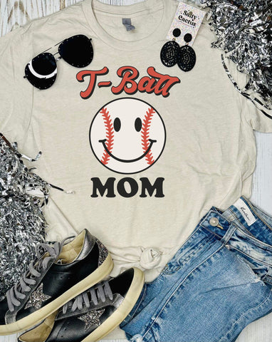 T-Ball Mom Smiley Tan Tee