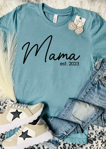 Cursive Name Est. Blue Lagoon Bella Tee