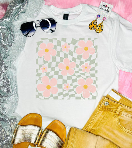 Retro Floral White Tee