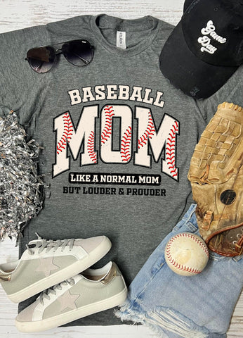 *DTF* Baseball Mom Like A Normal Mom But Louder & Prouder Grey Tultex