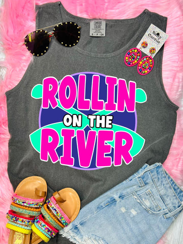 *DTF* Rollin on the River Pepper Comfort Color Tank