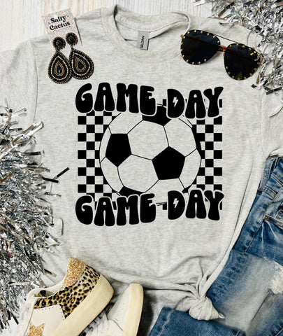 Game Day Soccer Game Day Checkered Ash Grey