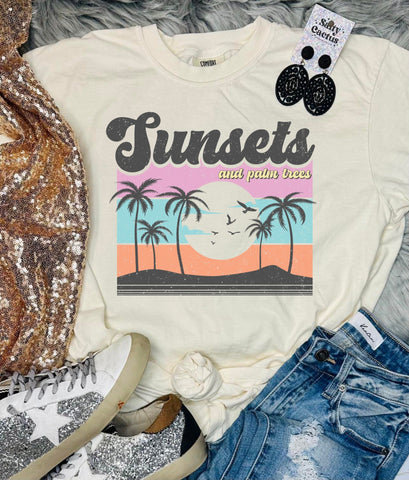 *DTF* Sunsets and Palm Trees Ivory Comfort Color