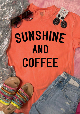 *DTF* Sunshine and Coffee Bright Salmon Comfort Color Tee