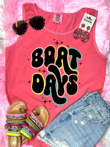 *DTF* Retro Colorful Boat Days Watermelon Comfort Color Tank