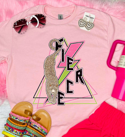 Fierce Cheetah Neon Baby Pink Tee