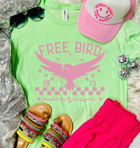 Free Bird America 1973 Neon Mint Tee