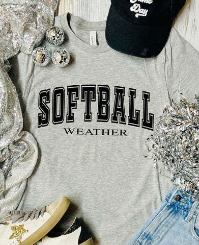 *DTF* Softball Weather Ash Grey Bella Tee