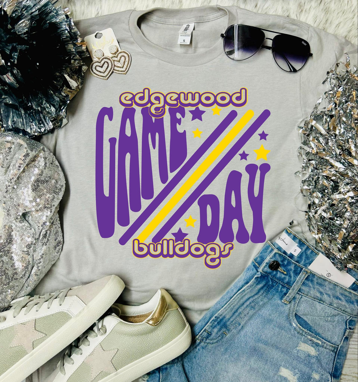 *DTF* Game Day Retro Mascot Stone Tee