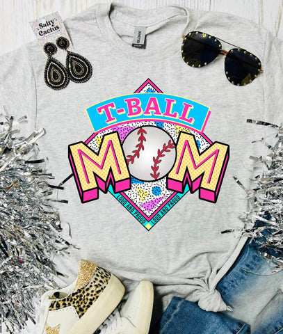 T-Ball Mom Neon Ash Grey Tee