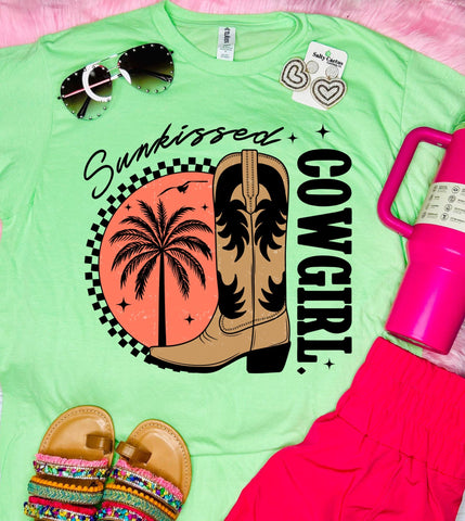 Sunkissed Cowgirl Neon Mint Tee