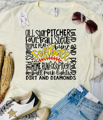 Softball Collage Natural Tultex Tee