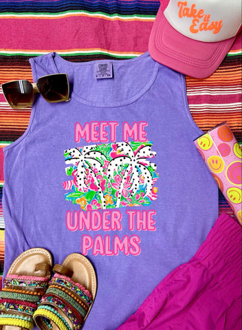 *DTF* Meet Me Under the Palms Violet Comfort Color Tank