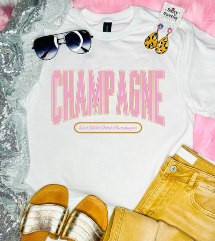 Champagne Save Water White Tee