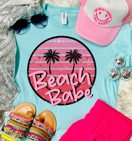 Beach Babe Circle Smiley Heather Purist Tultex Tee