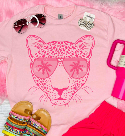 *DTG* Pink Leopard Baby Pink Tee