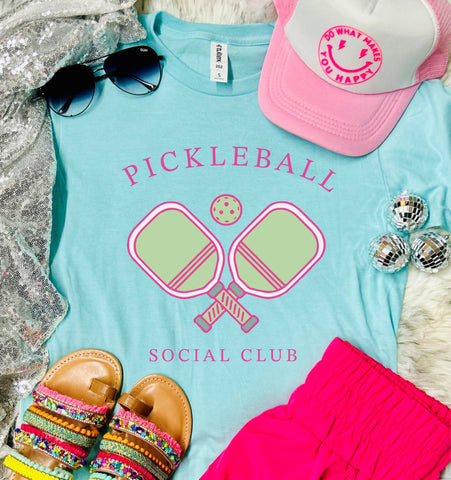 *DTF* Pickleball Social Club Pastel Heather Purist Tultex Tee