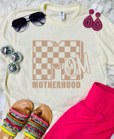 *DTF* Checkered Mom Motherhood Ivory Tultex Tee