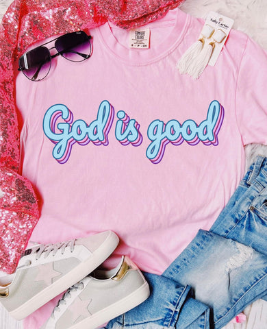 *DTF* God is Good Retro Blossom Comfort Color Tee