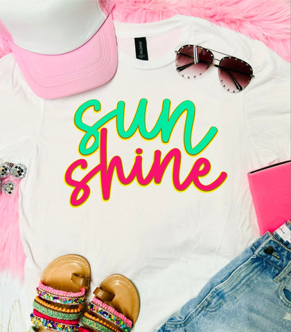 Neon Sun Shine White Tee