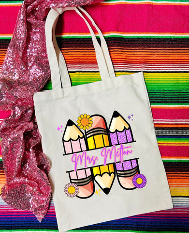 *TOTE* Groovy Retro Custom Name Pencil